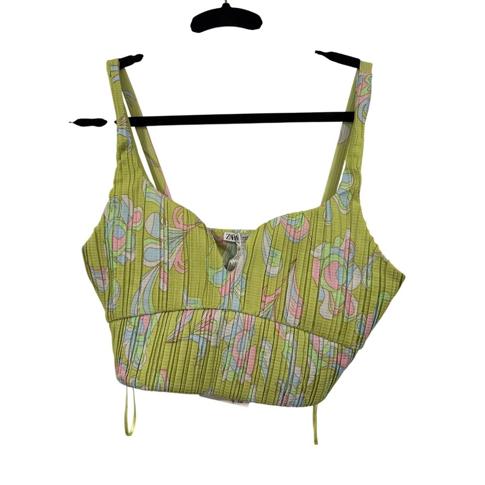 NWT Zara Floral Pleated Crop Top, S